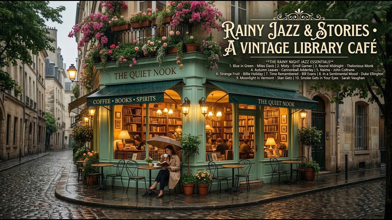 Rainy Café Jazz & Books ☔☕📚 | Cozy Reading Coffee Shop Ambience