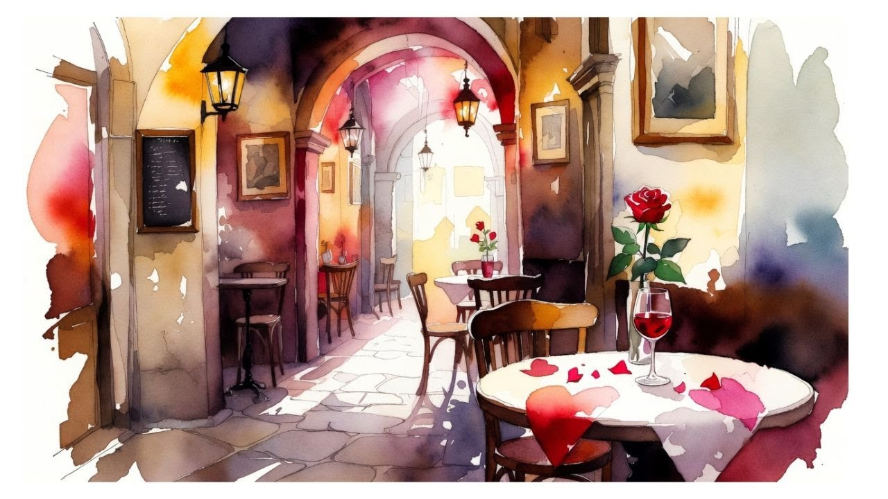 Valentine’s Evening in a 𝗣𝗔𝗥𝗜𝗦 𝗖𝗔𝗙𝗘 🗼 | Cozy French Ambience at Dusk (1h 40m)