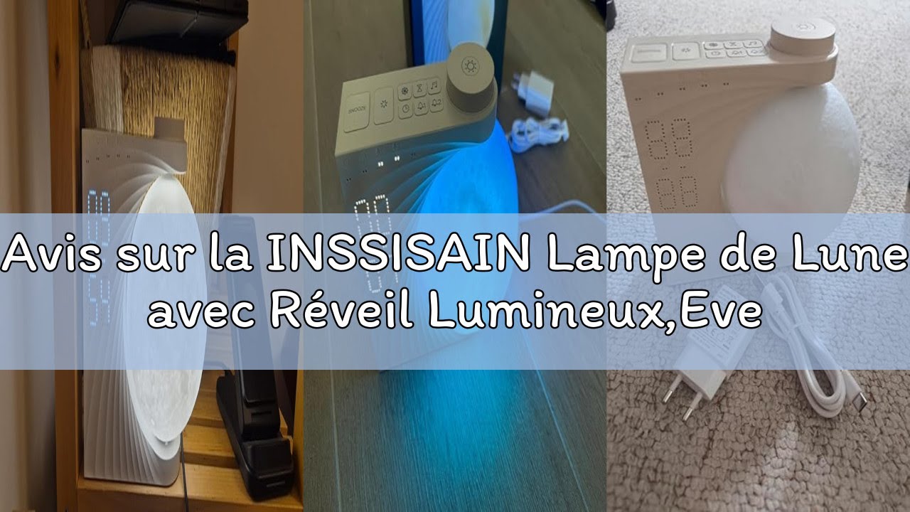 Avis sur la INSSISAIN Lampe de Lune avec Réveil Lumineux,Eveil Lumière LED 8 Couleurs,Réveil et Mach