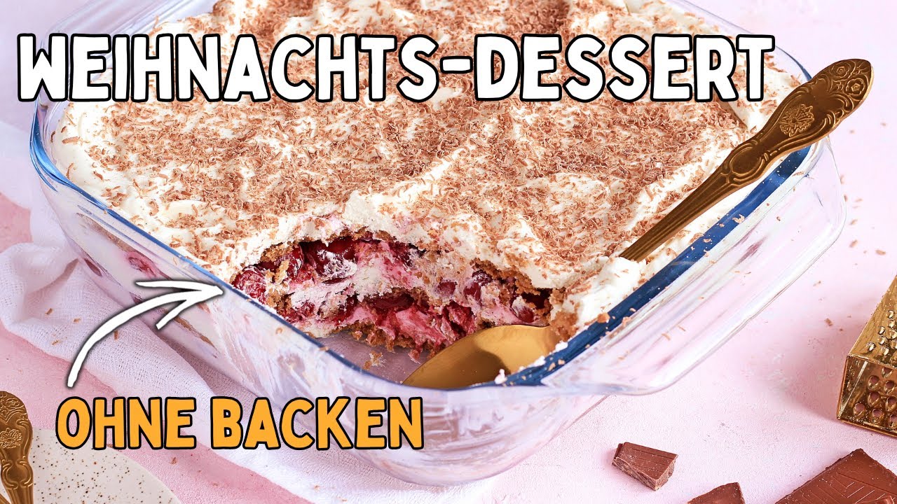 Spekulatius-Tiramisu mit Kirschen | Einfaches Weihnachtsdessert ohne Backen