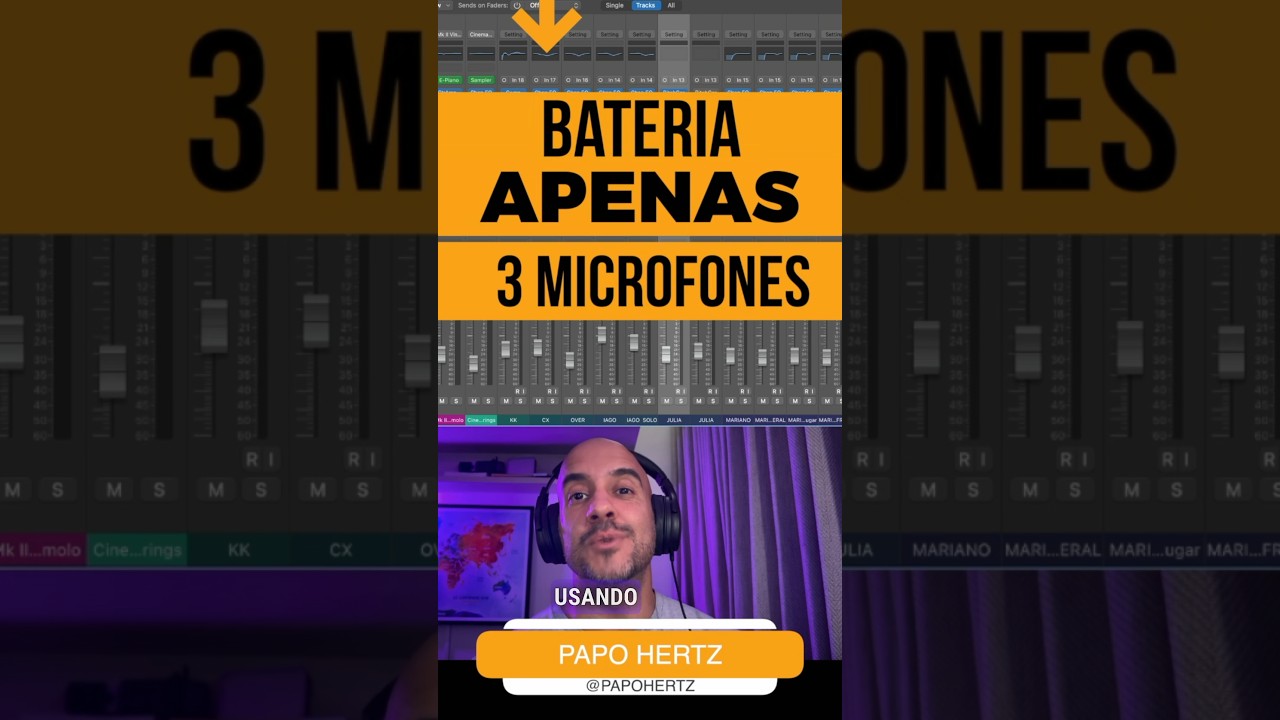 Gravando bateria com apenas 3 microfones. #est&uacute;diodegravacao #dicashomestudio #homeestudio