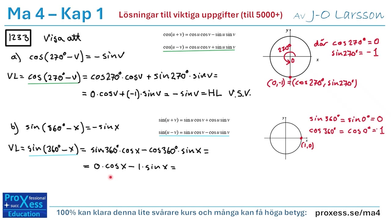 Matematik 4 - Lösningar till uppgift 1233, 1241 i Ma 4 5000+ (matte 4)