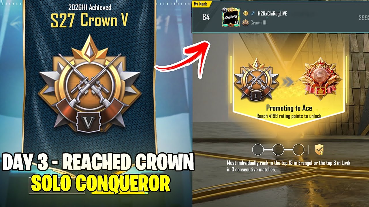😍NEW 4.2 UPDATE - My Best Match of BGMI Solo Conqueror Rank Push | Reached Crown in 3 Days 🔥