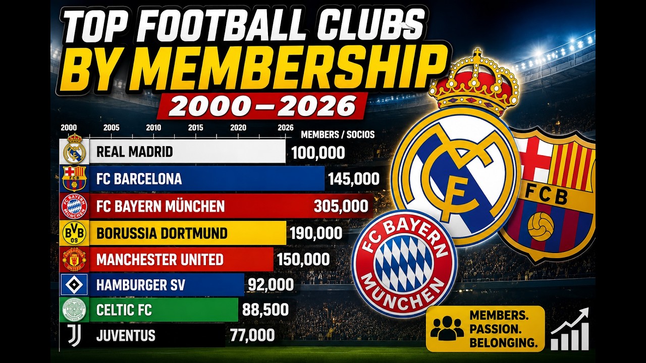 Top Football Clubs by Membership (2000&ndash;2026) ⚽📊 | Bar Chart Race