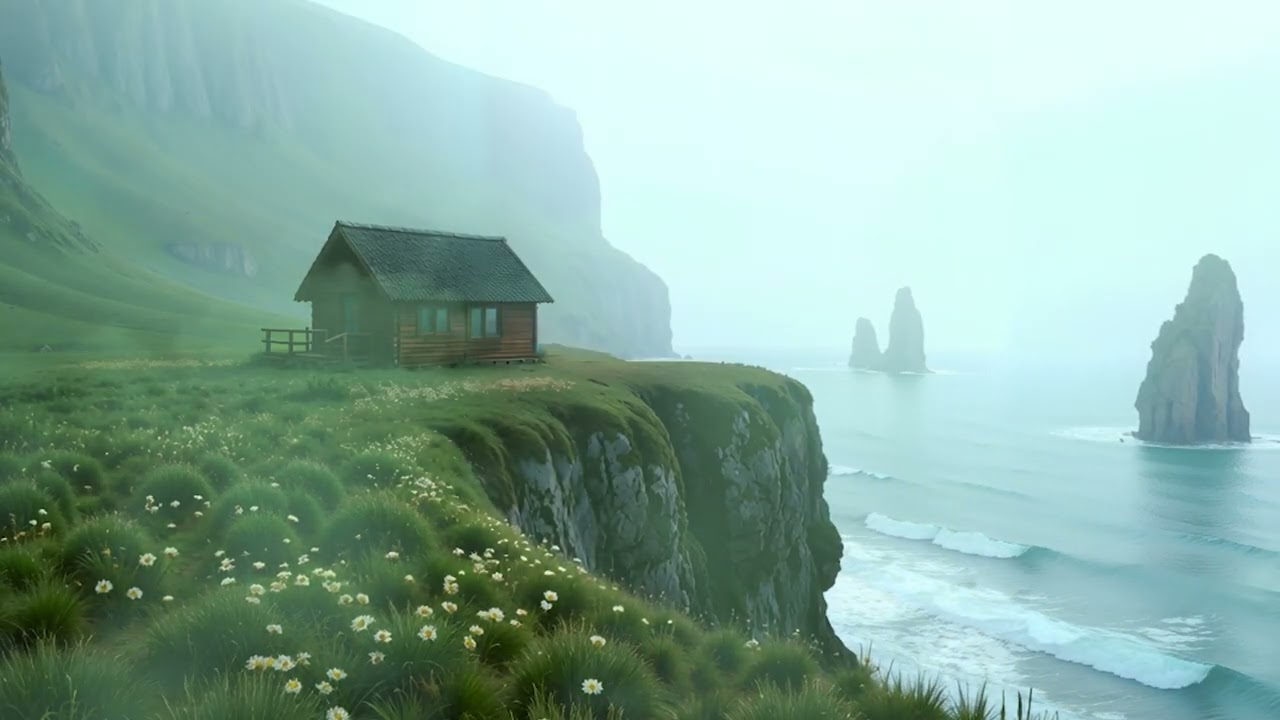 Lost in a Silent Paradise | Towering Cliffs, Calm Sea & Hidden Cabin Views (4K)