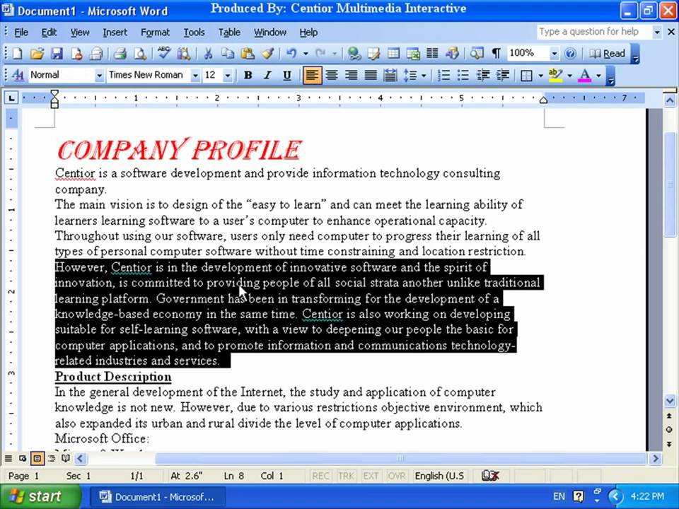 Microsoft Word 2003 4-3 Indent 缩排工具按钮的运用