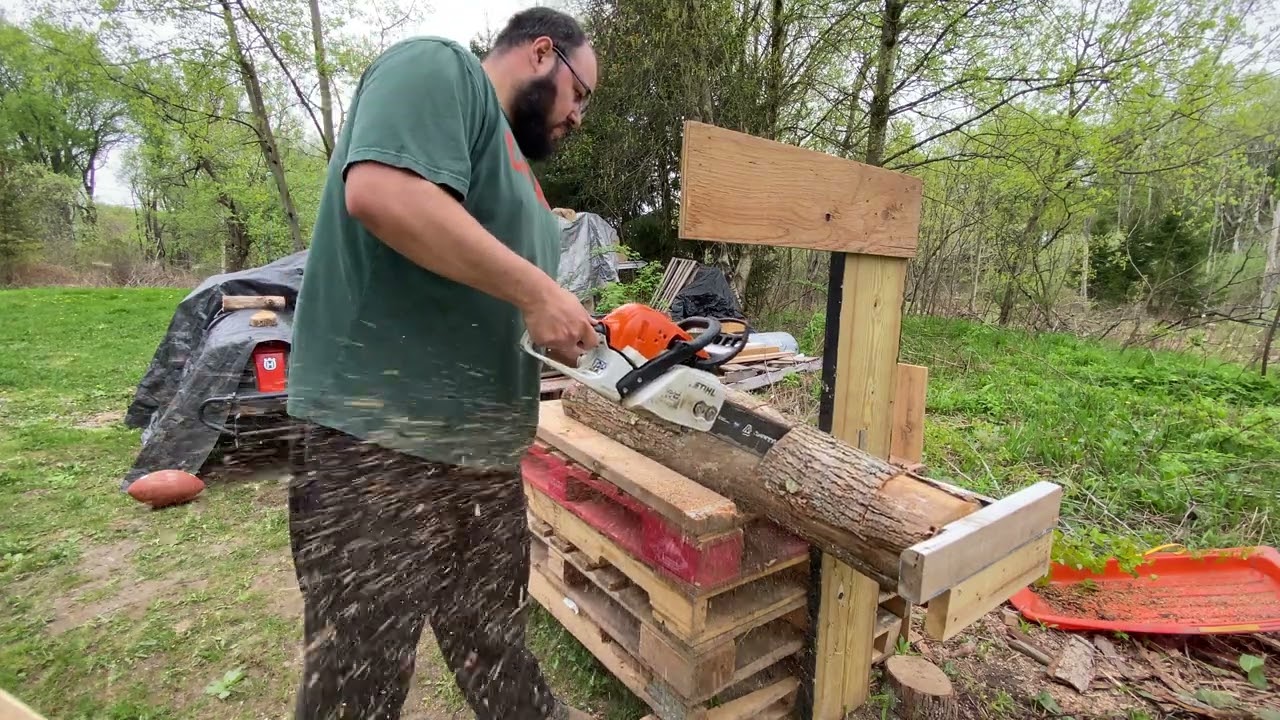 Stihl MS271 Test cut after muffler mod