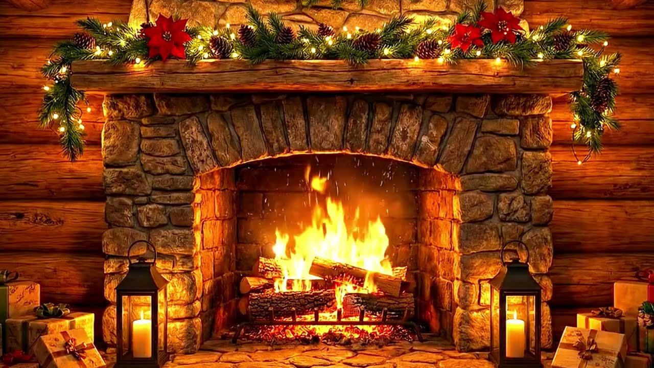 Winter Fireplace Ambience 🔥 Cozy Crackling Fire & Gentle Winter Atmosphere (12H)