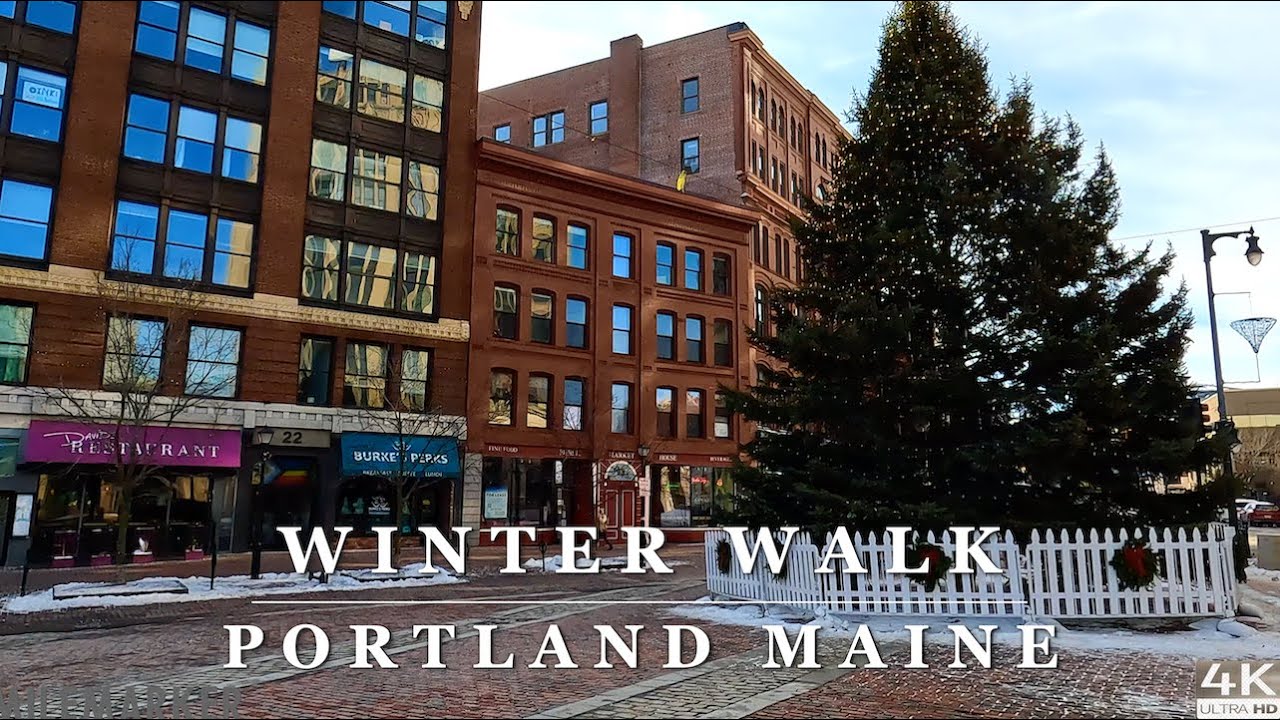 [4K] Christmas on Congress St 🎅🏼 PORTLAND, ME 🎅🏼 4K Christmas Town Walking Tour with Binaural🎧
