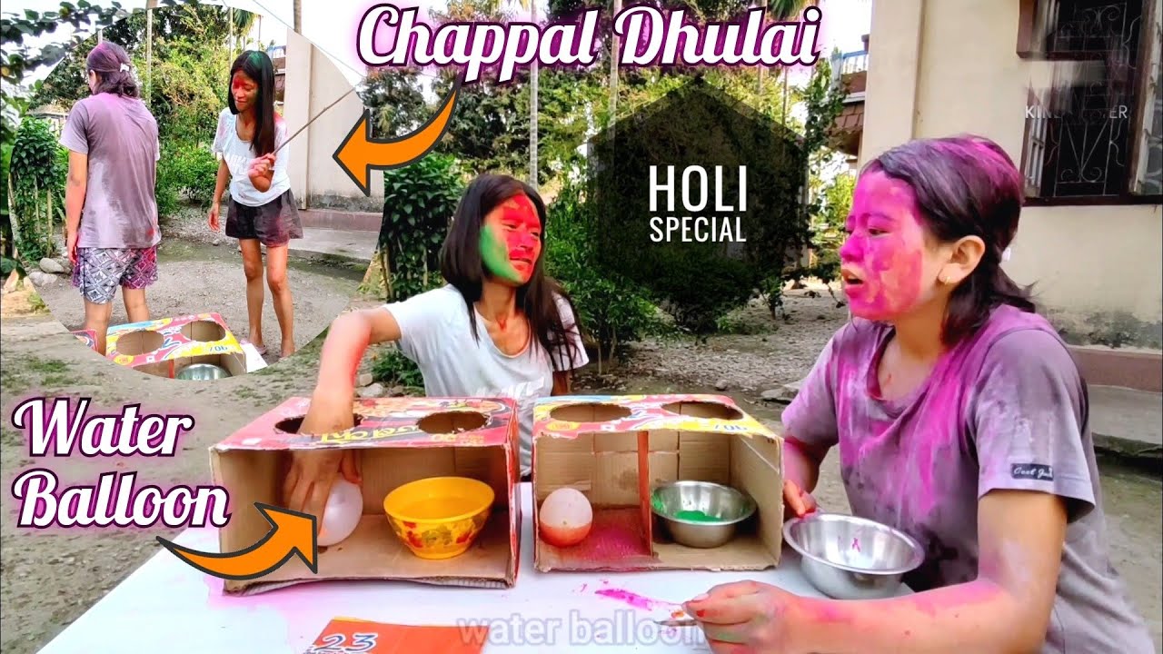 CHAPPAL DHULLAI & FUNNY PUNISHMENT AT HOLI 😡I WATER BALLOON BOMB, 💥I HOLI SPECIAL GAME CHALLENGE 😜