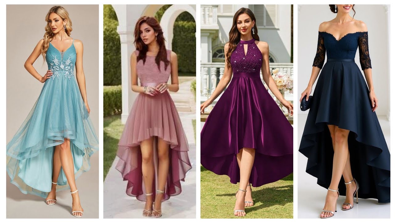 Women's elegant short front long sequin dress for girls they were evening party maxi dress 👗