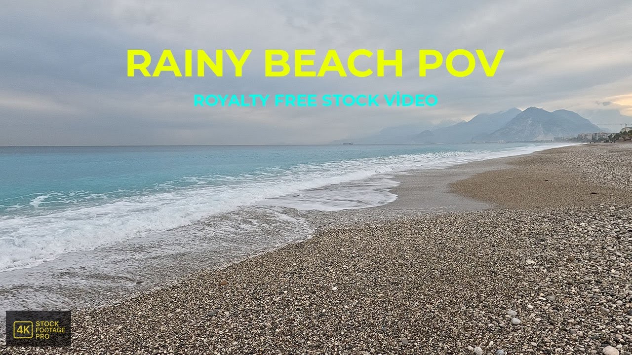 Rainy Beach Walk POV | Ocean Waves & Rain Sounds | GoPro 4K