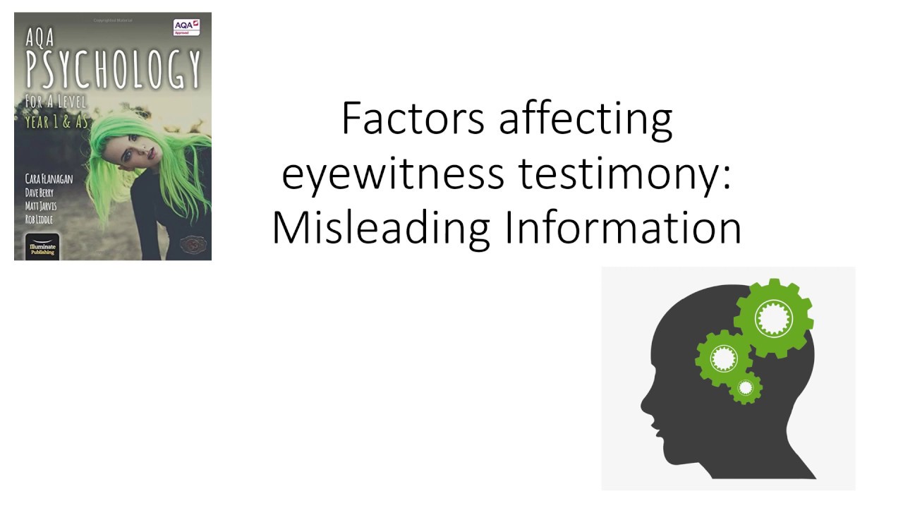 AQA A Level Psychology - memory - Factors affecting the accuracy of EWT: Misleading information