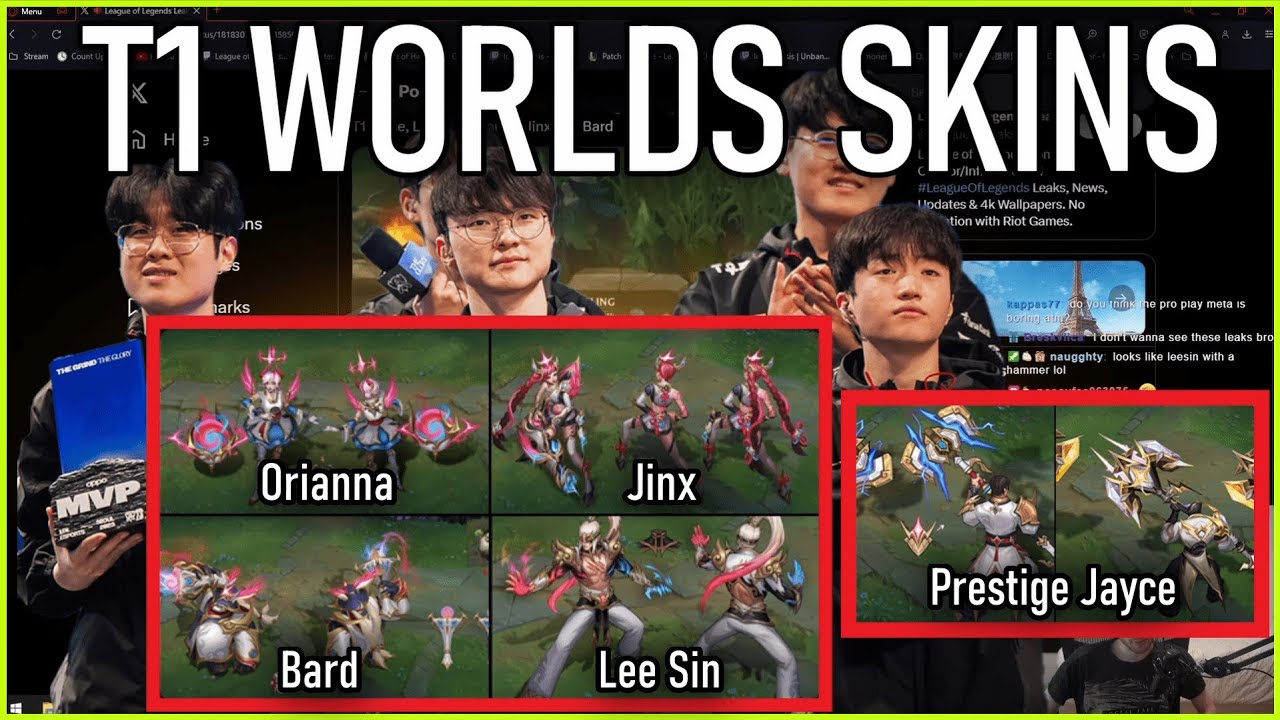 Nemesis reacts to NEW T1 WORLDS SKINS! FAKER ORI!