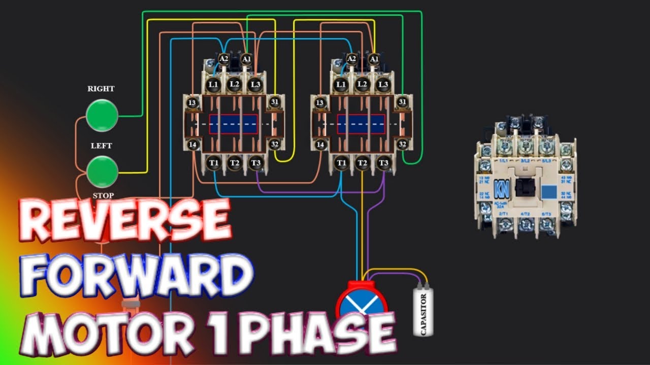 Rangkaian Forward Reverse Motor 1 Phase | Putar Bolak Balik | Dinamo