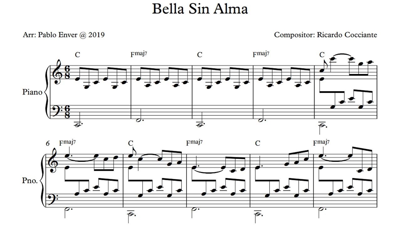 Ricardo Cocciante - Bella Sin Alma (Piano Transcription)