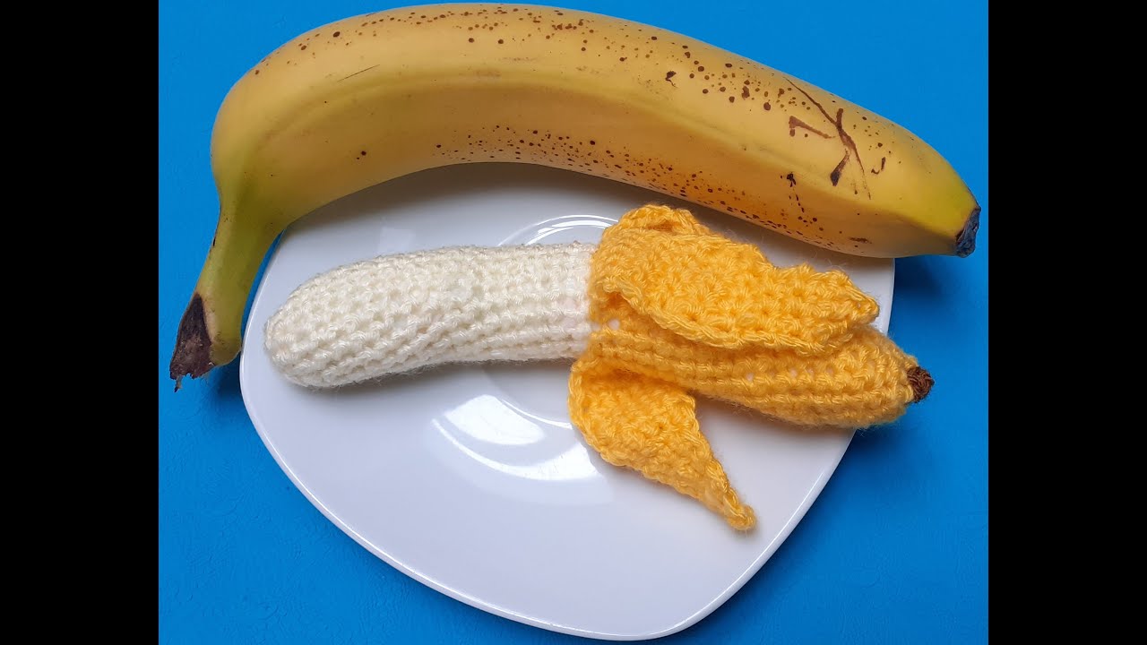Geschälte Banane selbstgehäkelt - Anleitung mit Video