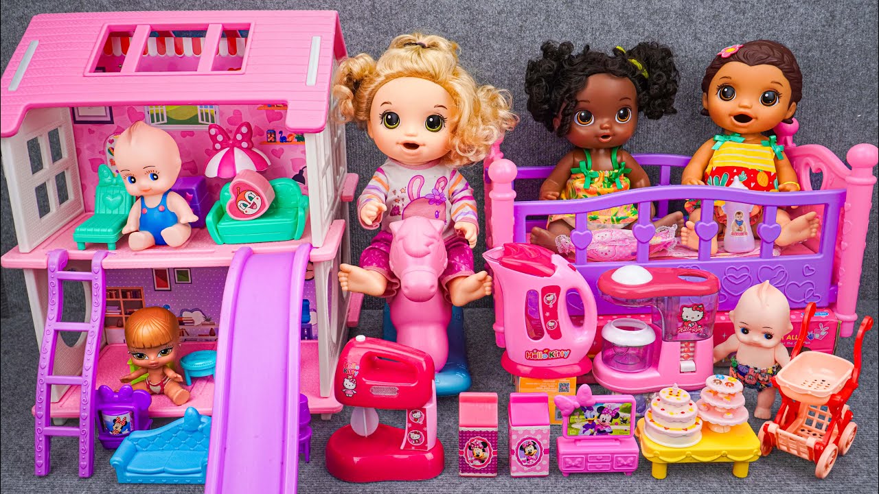 61 Minutes Satisfying with Unboxing Pink Toy, House Furniture Playset Collection | ZoZo ASMR Love