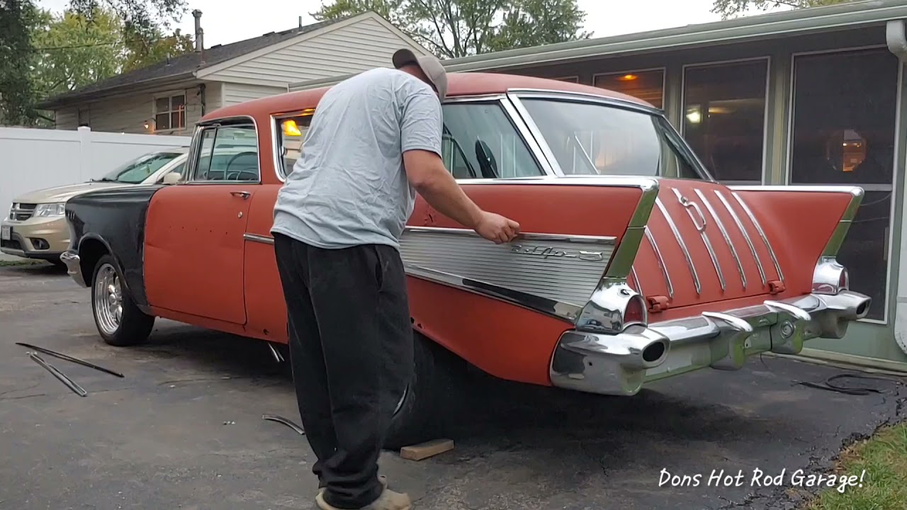 1957 Chevy Nomad Side Trim Installation. (To Be Continued Rain Delay)