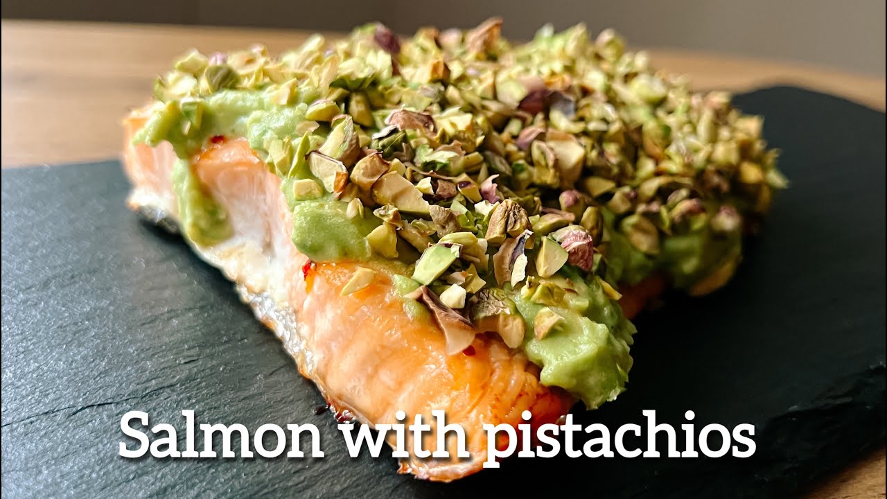DINNER IDEA: Salmon with Avocado Mousse and Pistachios