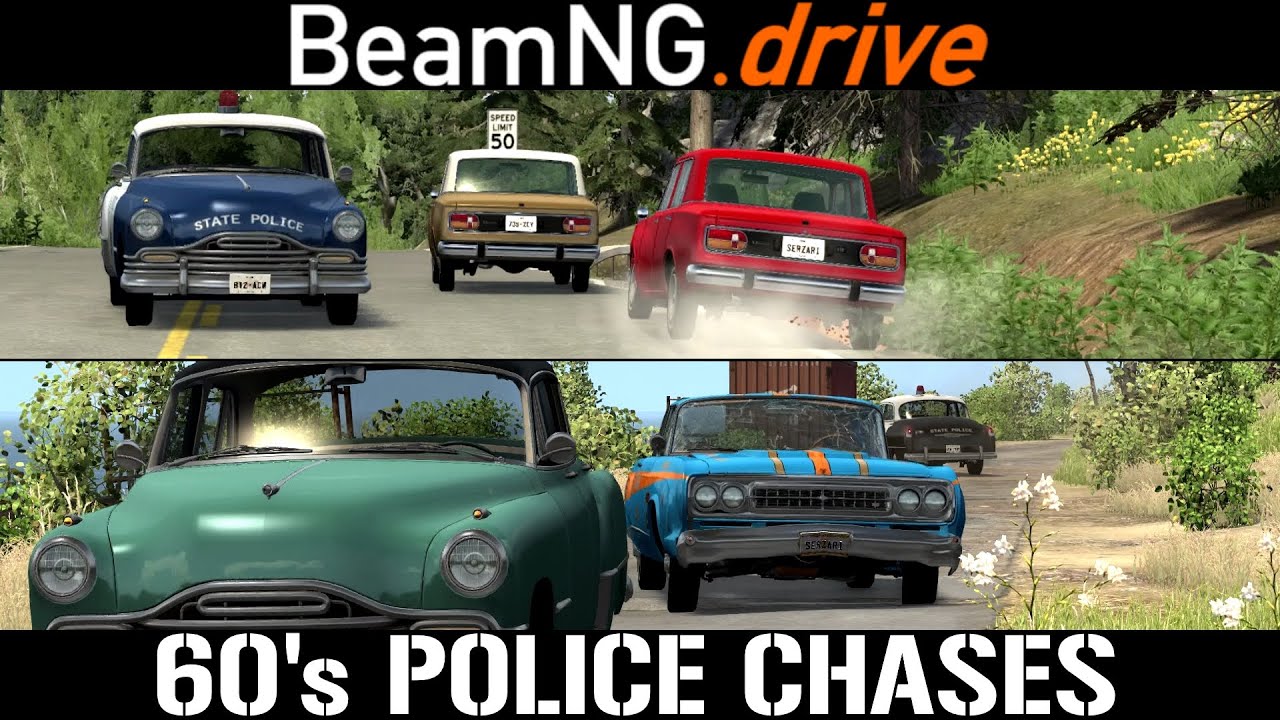 BeamNG.Drive 1960's Police Chases! - 60's Classic Cars (Heavy Traffic)