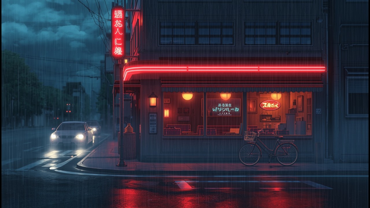 Soft Rain & Calm Lofi – Japanese Old Street Atmosphere