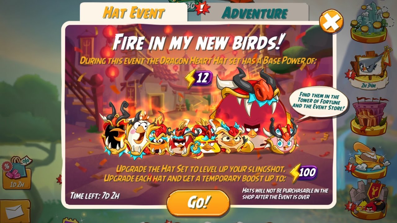 Hat Event: The Dragon Heart Hat Set - Angry Birds 2 Tower of Fortune