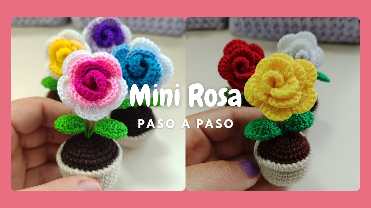 Tutorial Mini Maceta de Rosa - Flores a Crochet
