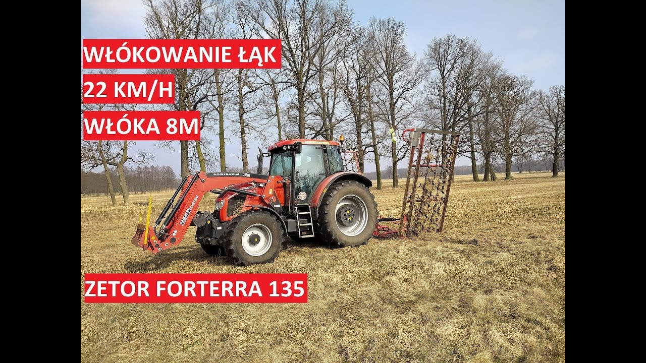 WŁÓKOWANIE ŁĄK 22km/h, ZETOR FORTERRA 135 + WŁÓKA 8M ŁĄKOWO-POLOWA