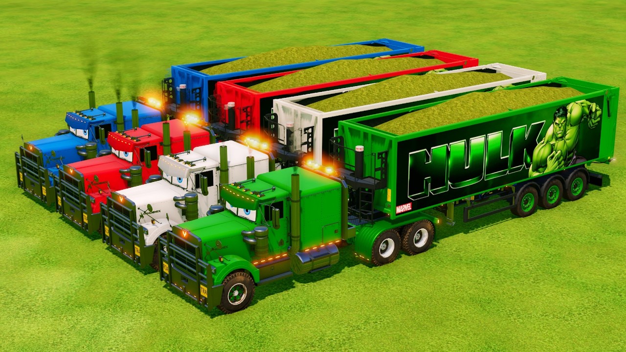 Transporting Colorful Rainbow Trailer Trucks - Farming Simulator 22 #41
