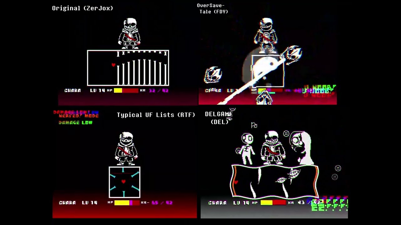 【UndertaleAU、ファンゲーム】Undertale Last Breath Phase3 比較 Compared 【Original vs FDY vs RTF vs DEL】