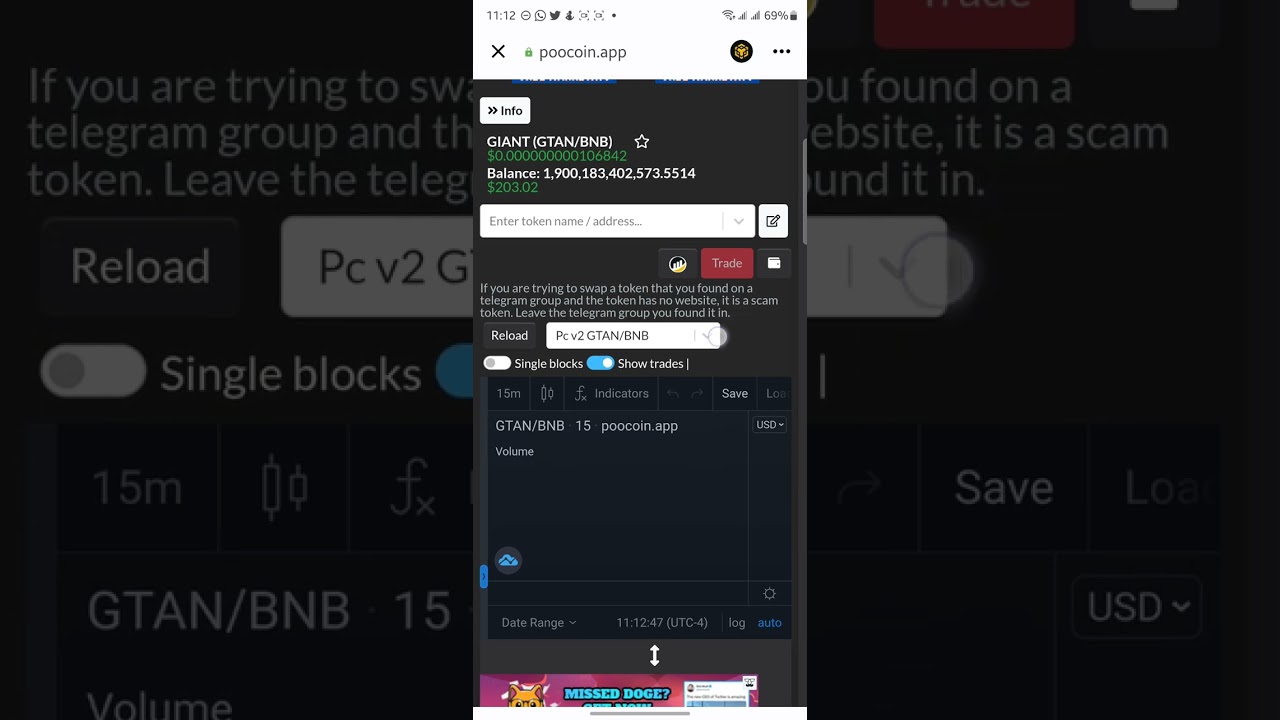 How to see the current value of GTAN using Poocoin
