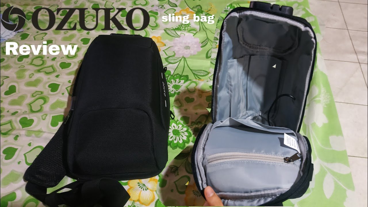 OZUKO Men Anti-theft Lock Sling Bag Fashion Chest Pack Waterproof  USB review - tagalog