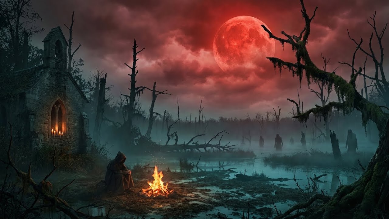 Blood Moon Chapel | Dark Fantasy Swamp Ambience for Sleep
