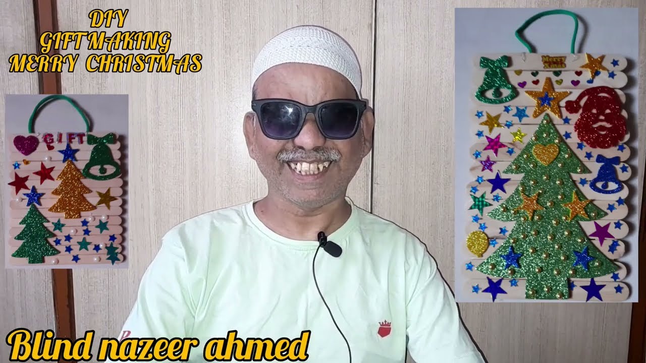 Ice Cream Stick Craft  Christmas Gift Making By Blind Nazeer Ahmed