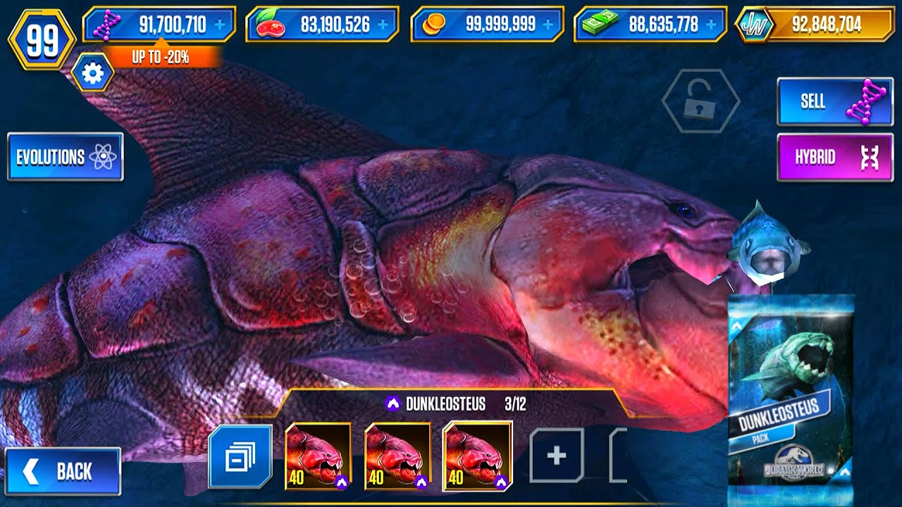 NEW UNLOCK AND UPGRADE DUNKLEOSTEUS X3 LEVEL 40 (JURASSIC WORLD)