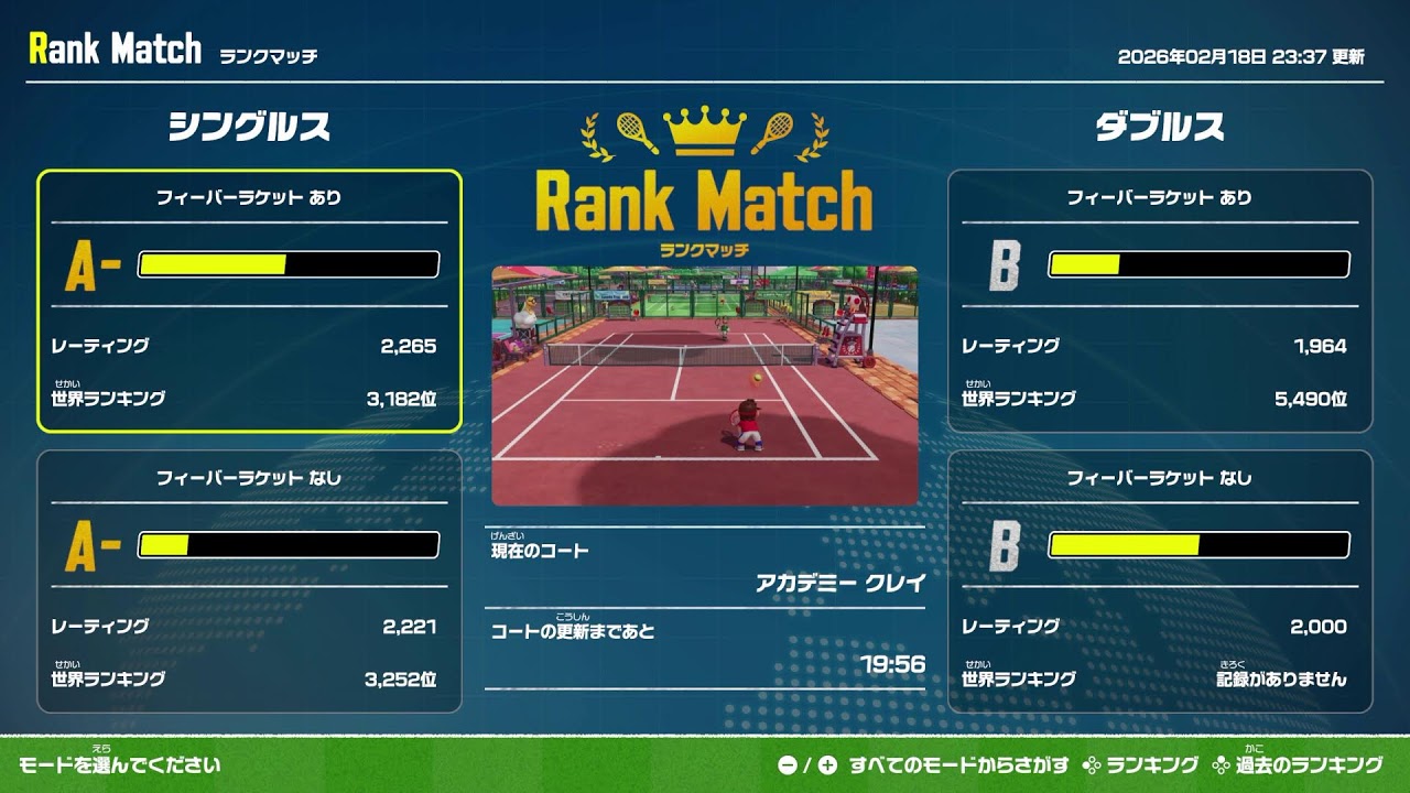 [マリオテニス フィーバー]　遊ぶお:;(∩´﹏`∩);:
