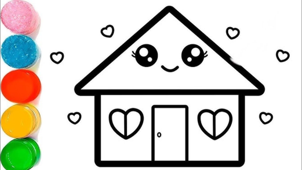 How to draw cute house  🏡 🌈| How to Draw a Cute Colorful House for Kids | Easy Preschool Drawing