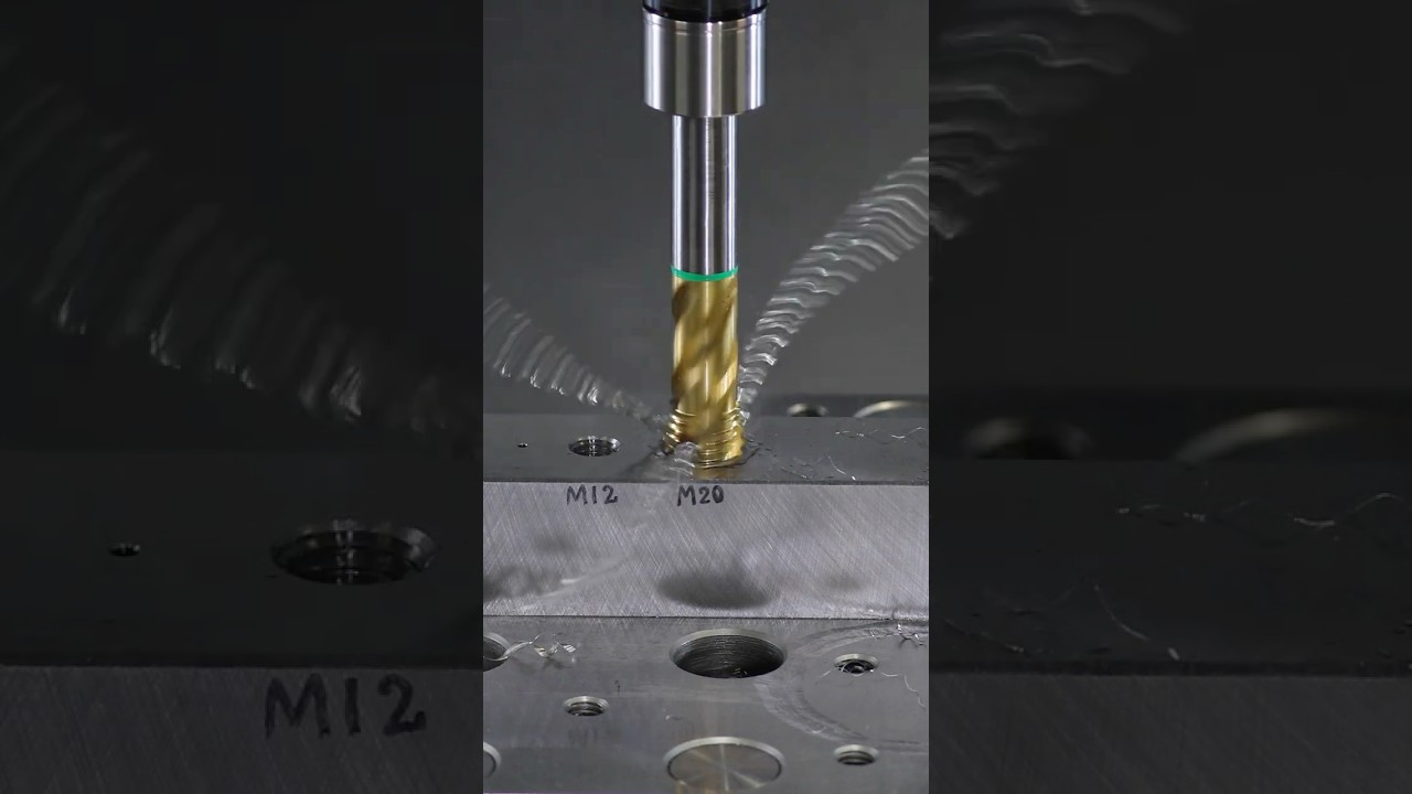 Completed a screw hole in an instant! I processed the threaded hole with a tap #shorts #cnc