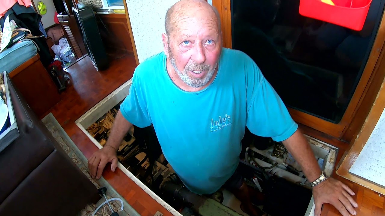Pulling Oil samples on Bob's Grand Banks 36' from BLACKSTONE Laboratories