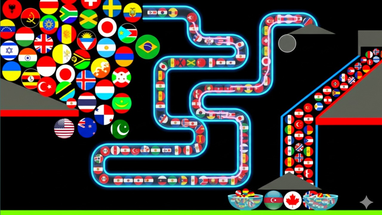 14 Countries Marble Race In Algodoo