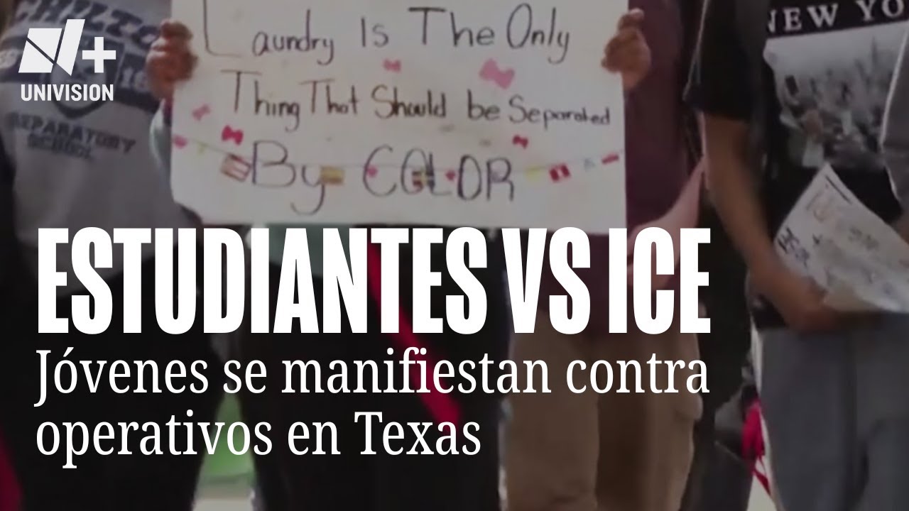 Estudiantes de una preparatoria en Texas salen a protestar contra los operativos de ICE