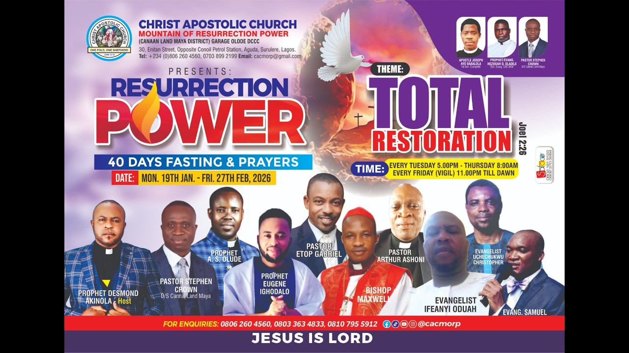 40 Days Fast - Total Restoration | Day 25 | Holy Ghost Hour | 12th February 2026 | CACMORPTV