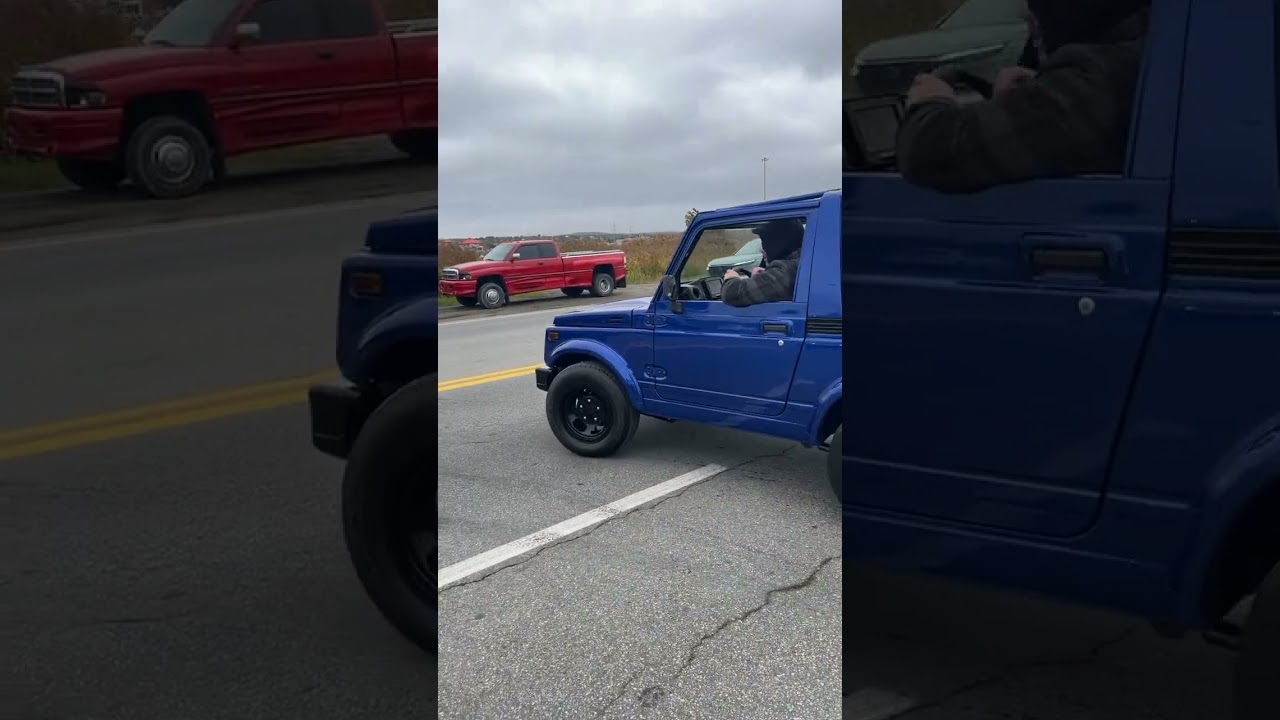 Suzuki samurai swap k20 big turbo leaving car meet