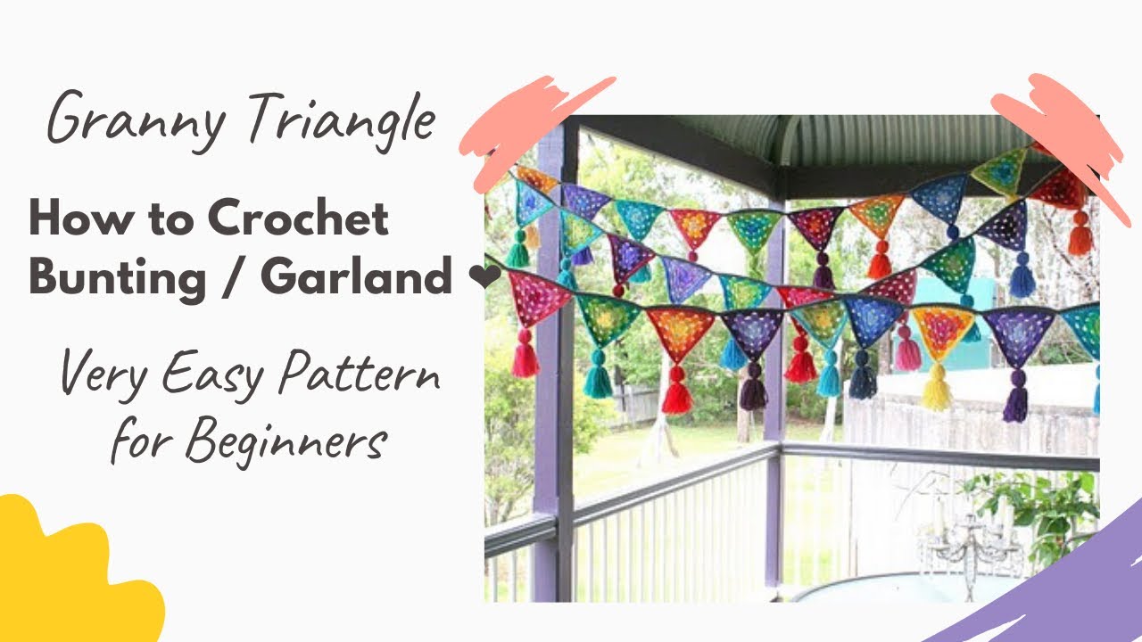 Easy Bunting crochet free pattern  How to crochet  Granny Square  Triangle