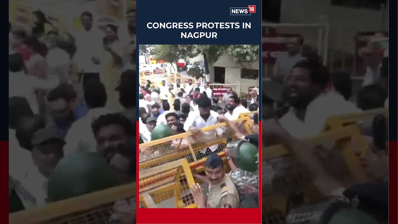 Cong Workers Protest Against Nagpur Municipal Corporation, Alleging Anti-Encroachment Drive | N18S