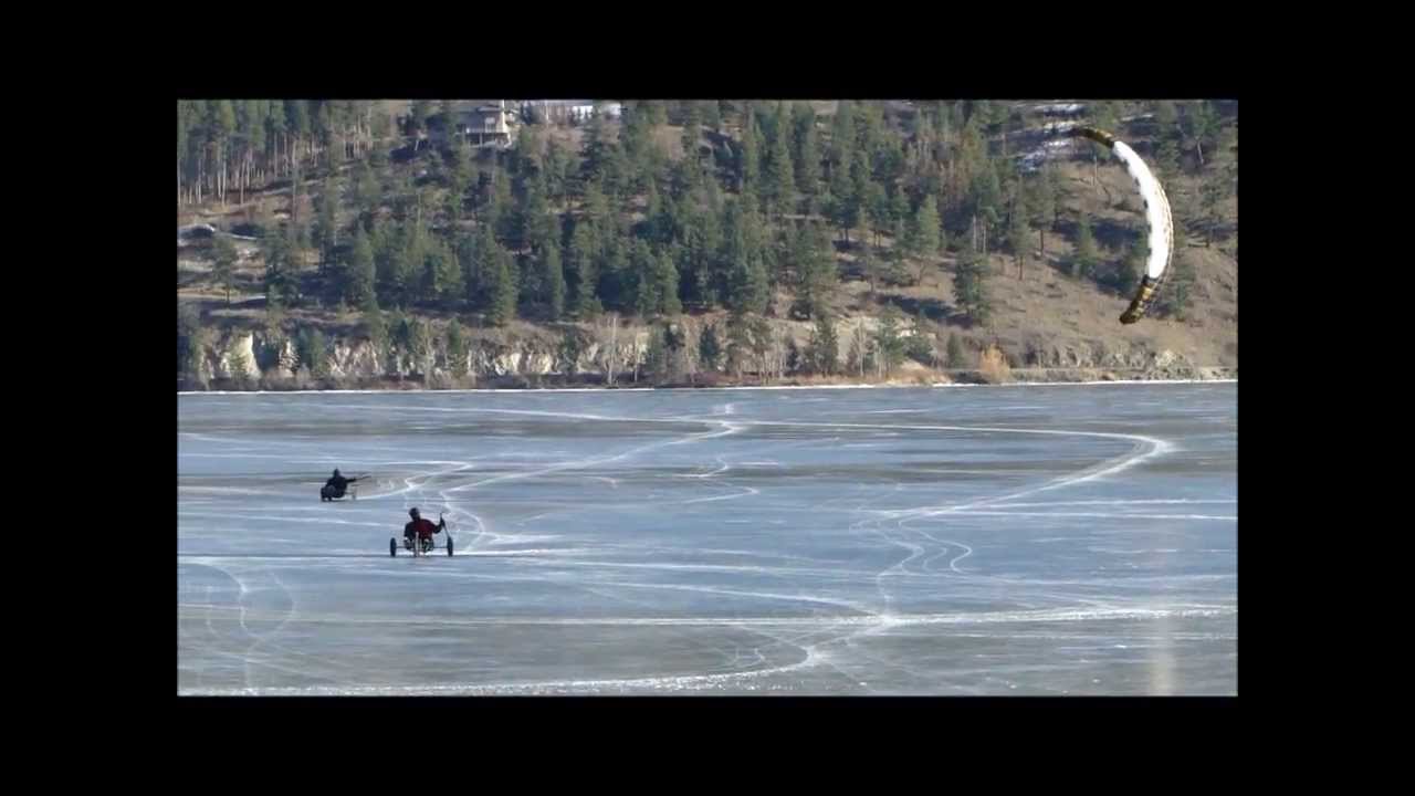 Traction kites on Wood Lake ice