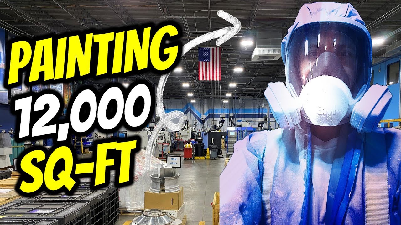 Painting LARGE industrial warehouse ceiling using Graco sprayer and PPG Dryfall Paint
