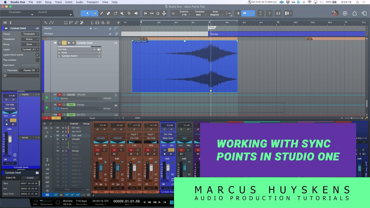 Working with Sync Points in PreSonus Studio One 6