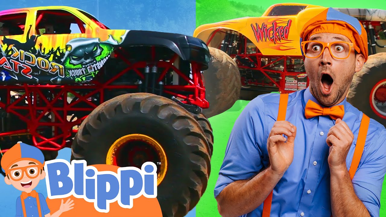 Blippi Learns about Monster Trucks with Colors | Blippi - Learn Colors and Science